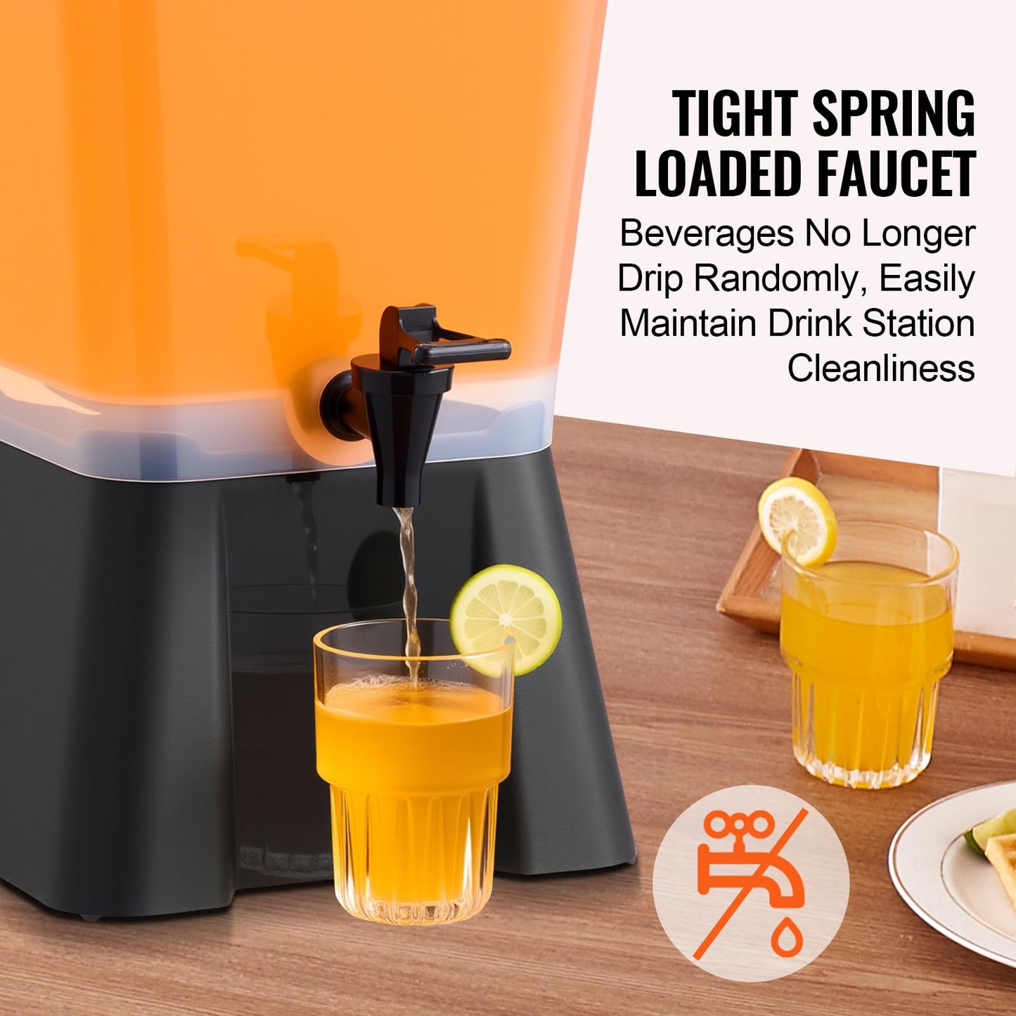 VEVOR Beverage Dispenser, 5 Gallon Drink Dispenser for Parties, Plastic Juice Dispensers with No-Drip Spigot, Iced Tea Lemonade Juice Water Dispensers, for Restaurants, Hotels, Parties