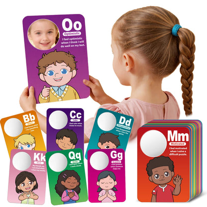 Broytain Emotion Cards for Kids, 26 Feelings Cards with Built-In Mirror, SEL Learning Flashcards with Coping Skills, ADHD/Autism Learning Materials, Emotions Flashcards for Therapy, Home Use
