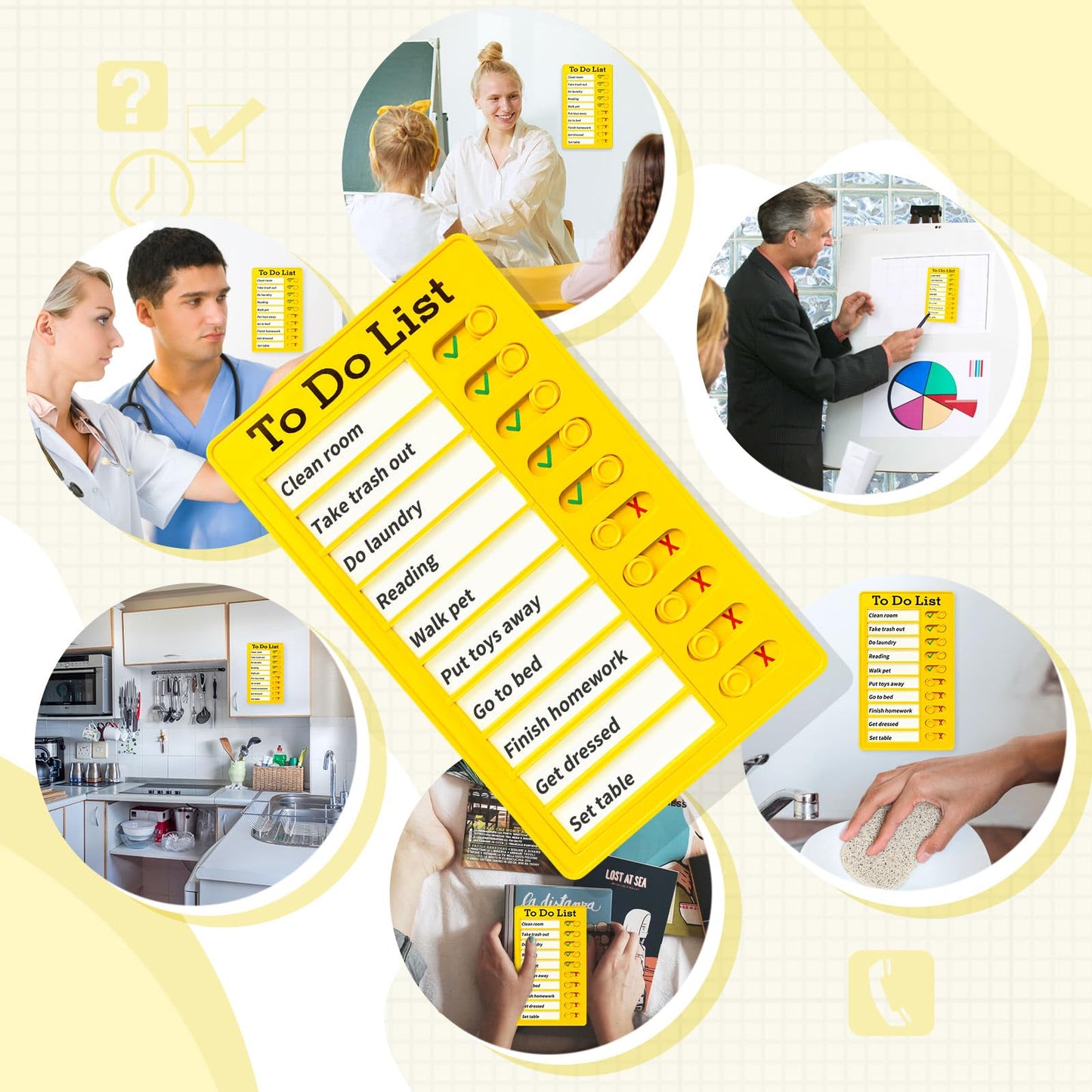 4 Pieces Chore Chart for Kids Multiple Kids - Sliding Routine Chart: Reusable to Do List, RV Checklist, Planning Board, Visual Schedule, and Reminder (bluepinkgreenyellow)