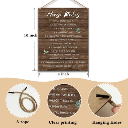 House Wooden Sign, Housewarming Gift For Women Men Friend Coworker, House Rules Sign Wall Sign Hanging Sign House Decorations Living Room Decorations For Home -02