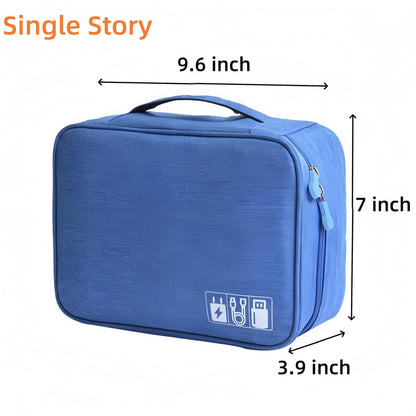 3-Wfinfing Travel Cable Organizer Pouch Electronic Accessories Carry Case Portable Waterproof All-in-One Storage Bag for Cord, Charger, Phone (Azure blue single)