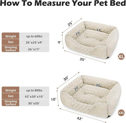INVENHO XX-Large Dog Bed Rectangle Washable Orthopedic Soft Calming Sleeping Durable Pet Cuddler with Anti-Slip Bottom