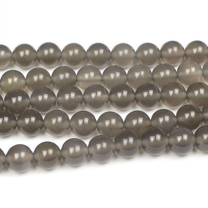 MJDCB 7A Natural Grey Agate Gemstone Round Stone Beads for Jewelry Making DIY Bracelet Necklace (12mm)