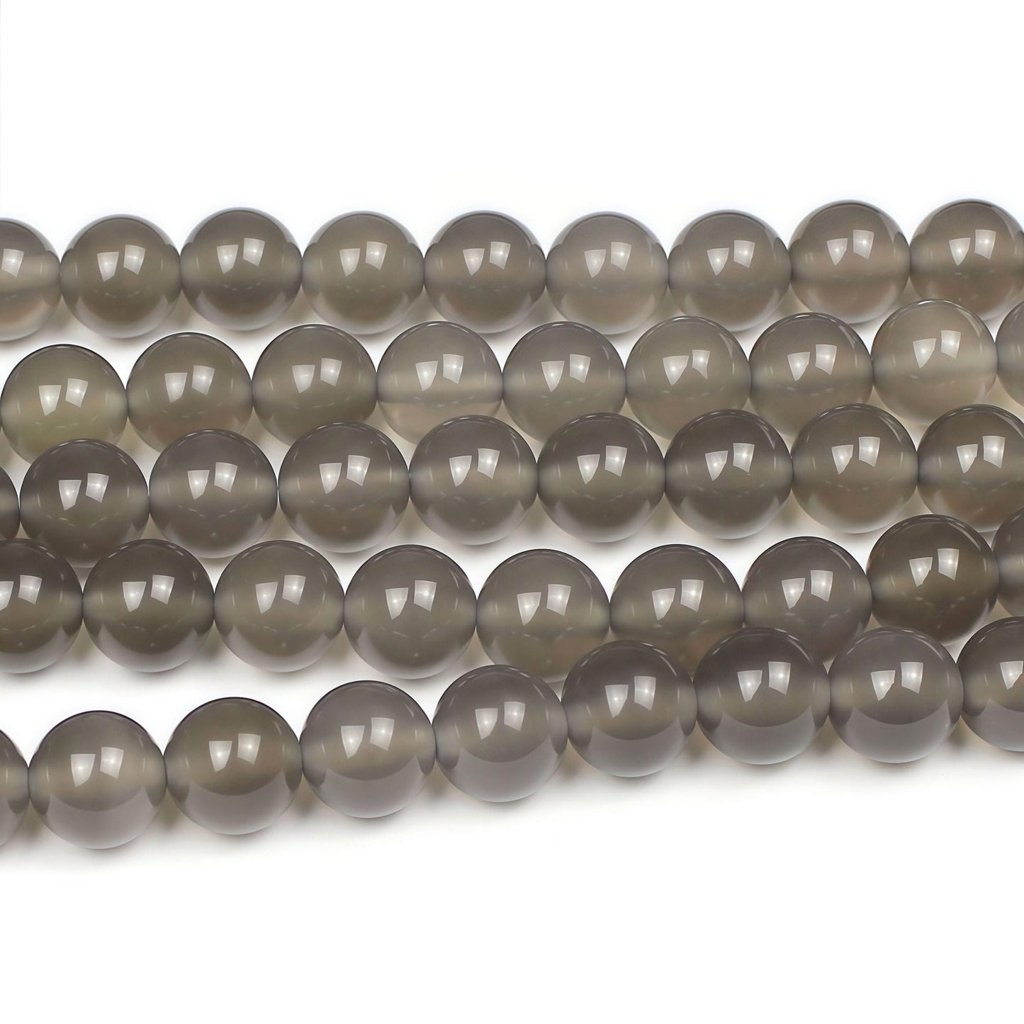 MJDCB 7A Natural Grey Agate Gemstone Round Stone Beads for Jewelry Making DIY Bracelet Necklace (8mm)