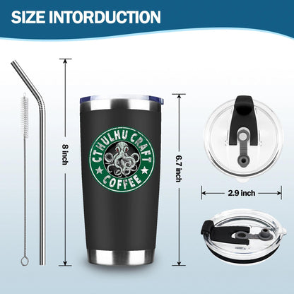 TSLOVER 20 Oz Cthulhu Craft Coffee Stainless Steel Insulated Tumbler,Funny Octopus Travel Coffee Mug for Hot or Iced Drinks,Gothic Horror Cthulhu Gifts for Women Men Friends Fans