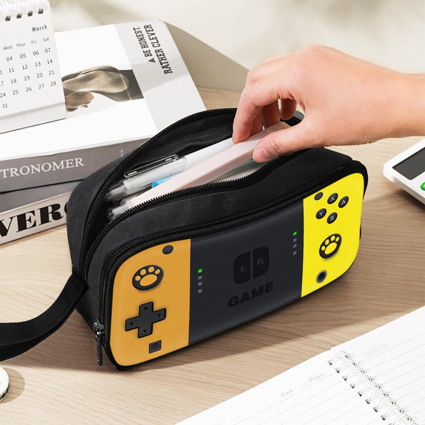 JIRAIKEI Gamer Pencil Case for Boys, Large Boys Pencil Pouch for Kids Teens School, Big Capacity Pen Box Pen Bag Organizer with 2 Compartments & Zipper