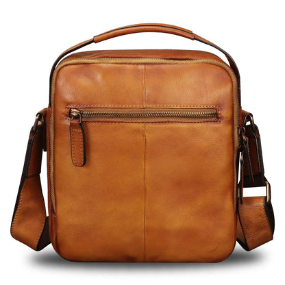IVTG Genuine Leather Messenger Bag for Men Small Purse Crossbody Shoulder Bags Satchel for Work Business (Brown)