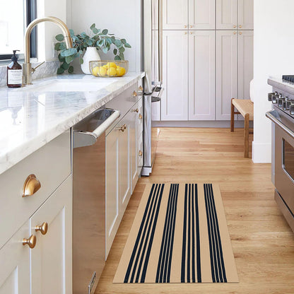 KOZYFLY Striped Front Door Mat 2x3 Ft Brown and Black Cotton Washable Indoor Outdoor Rug Doormats Small Area Rugs for Kitchen Entryway Porch