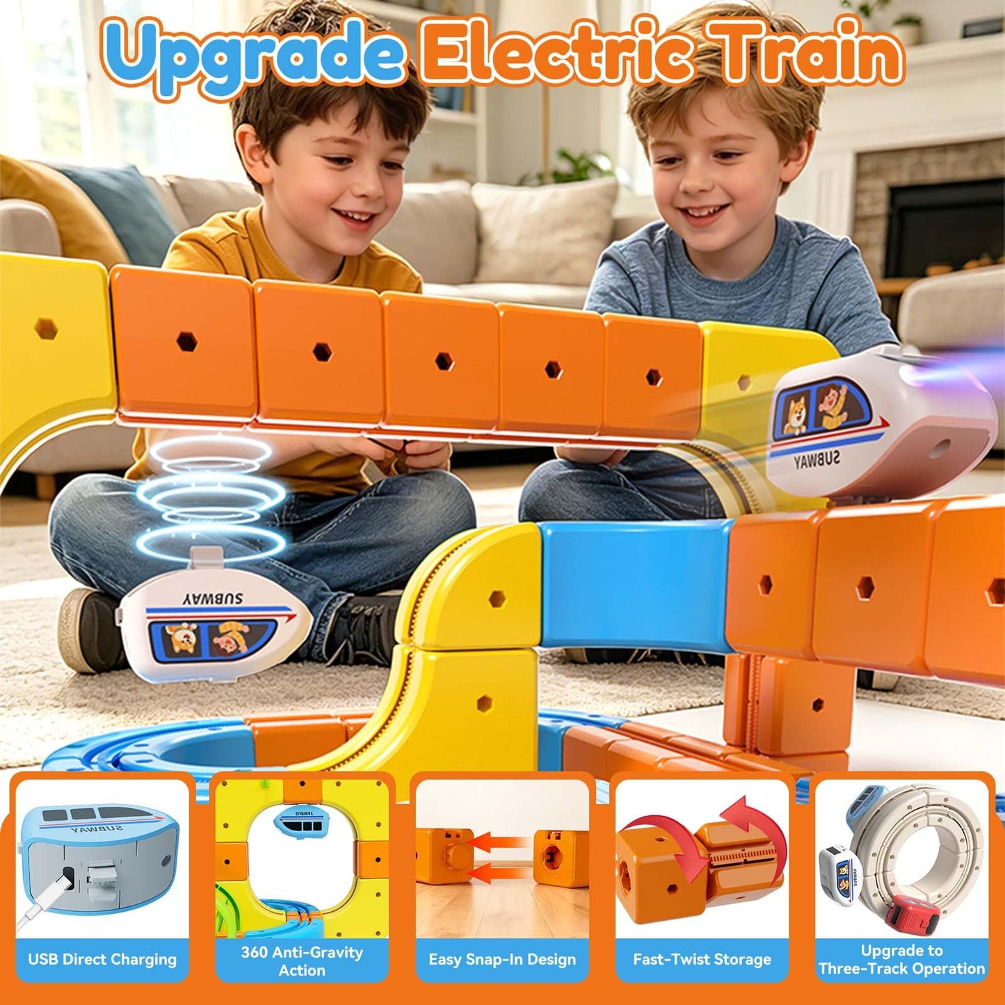 Electric Train Set for Kids Ages 3-8, 242Pcs 3D Flexible Race Track Toy, Gravity-Defying 360° Loop Building Set, STEM DIY Railroad Learning Toy Gift for Toddlers Boys Girls