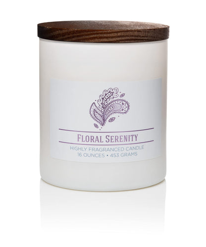 Carolina Floral Serenity Scented Candle, 16 oz Wellness Relaxing Aromatherapy Candle, 2 Wick White Jar Soy Blend Wax, Candles for Home, 60H Burn - Made in The USA