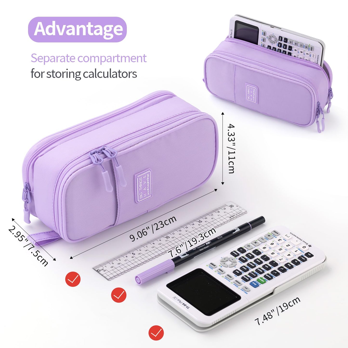 CICIMELON Large Pencil Case Big Storage Pen Pouch Bag with Compartment for School Supplies Office College Teen Boys Girls Adults, Upgraded Purple