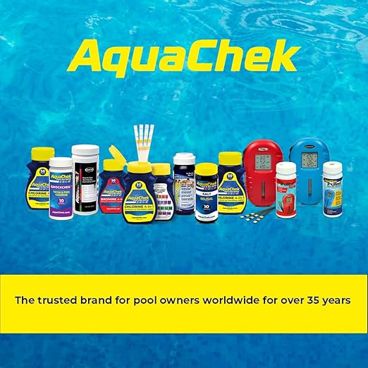 AquaChek 7-Way Pool and Spa Test Strips - Silver Pool Test Strips For pH, Total Chlorine, Free Chlorine, Bromine, Alkalinity, Total Hardness, and Cyanuric Acid - Water Quality Testing Kit (100 Strips)