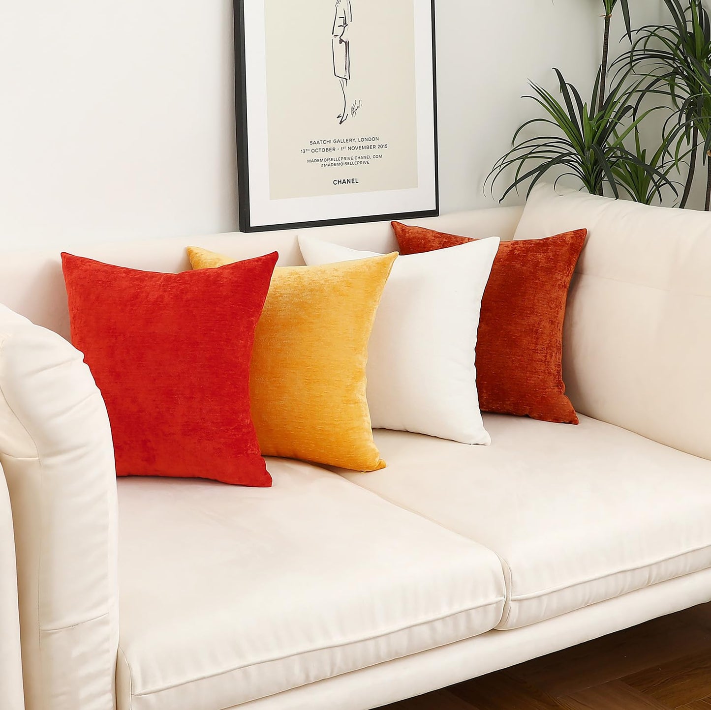Jeneoo Terracotta Decorative Throw Pillow Covers Soft Chenille Comfy Solid Rust Couch Cushion Case Decor (Set of 2, 20 x 20 Inches)