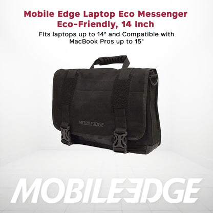 Mobile Edge ECO-Friendly Laptop Messenger Bag for Men and Women, for 14.1" PC and Compatible with MacBook 15", Cotton Canvas, Black