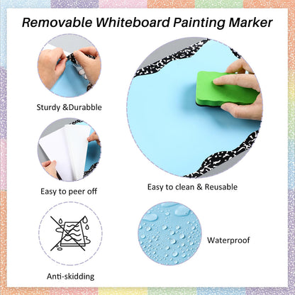 Gersoniel 24 Pcs Large 11'' Notebook Dry Erase Dots for Classroom Table Removable Circles Stickers Wall Whiteboard No Staining for Teacher School Home Office Teaching Supplies(Square,Colorful)