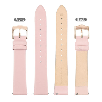 EACHE Women Pink Leather Watch Bands 14mm Quick Release Thin Leather Watch Straps for Ladies With Rose Gold Buckle