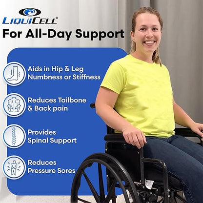 ERGO21 LiquiCell Sports Cushion - 2.5 Inch Thick Seat Pad for Tailbone, Hip & Lower Back Pain Relief - Ergonomic Comfort for Car, Office, Stadium & Wheelchairs- Better Than Gel, Foam or Air