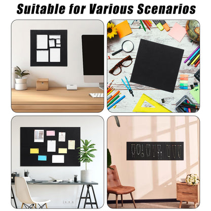 Large Cork Board 36" x 24", 6 Pack Felt Bulletin Board with 30 Pushpins, Cork Boards Alternative with Self-Adhesive Strips, Felt Wall Tiles Pin Boards for Walls Office Home School Decor-Black