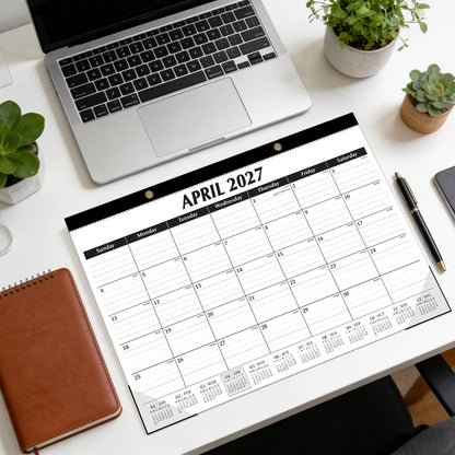 ZTX Desk Calendar 2026-2027, 18 Months Calendar Runs from July 2026 to December 2027, 17" x 12" Large Calendars 2026-2027 Monthly Planner with Plastic Cover for Teacher Home Desk Top