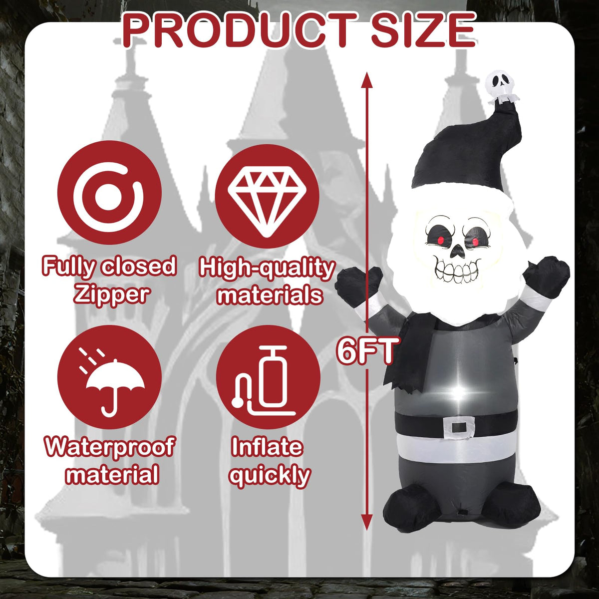 HZGEDJTG 6FT Grey Old Man Outdoor Inflatable Decoration with Built-in LED Lights, Suitable for Holiday Decorations in Yards, Lawns, and Terraces