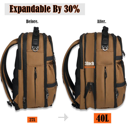 WELKINLAND 20-Pockets Travel Backpack, Carry-On luggage backpacks, 16-Inch laptop backpack for men, Expandable backpack with trolley sleeve, Travel backpack with shoe compartment