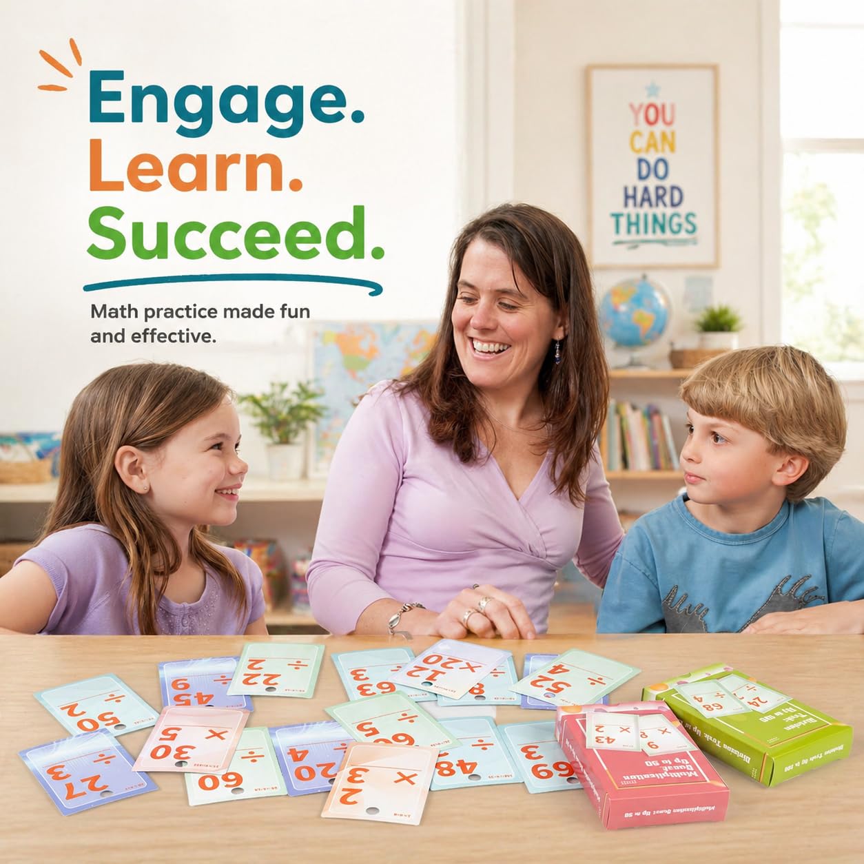Multiplication and Division Flash Cards, Math Games Flash Cards for Kids 5-12, Easy-to-Read Classroom Manipulatives for 2nd 3rd 4th Grade, Multiplication 0-50 & Division 0-100 (2-Pack-112 Cards)