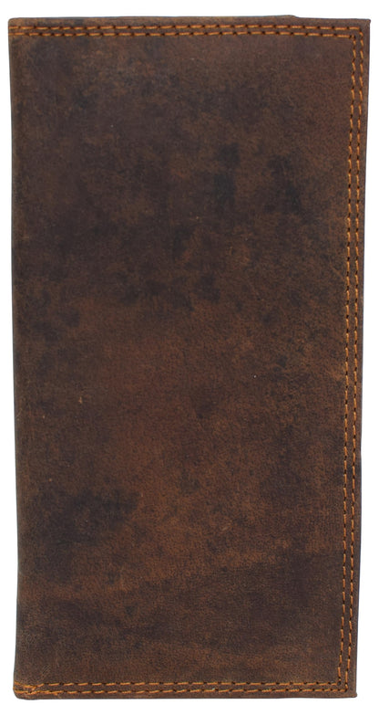 CAZORO Premium Vintage Leather RFID Blocking Slim Checkbook Cover Wallet (Brown)