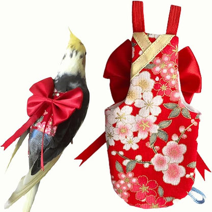 Bird Flight Suits Diapers, Parrot Flight Suits Diapers for Quaker Parakeets Cockatiels Flight Suits, Parrot Clothes (Red,M)