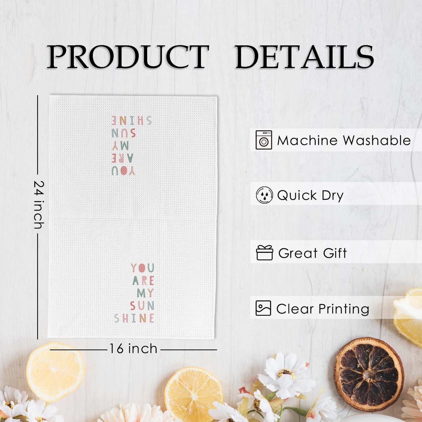 KFXHANGD You are My Sunshine Kids Hand Towels and Dishcloths Set of 2, Kids Bathroom Decor, Sunshine Dish Towels,Pink Boho Decorative Hand Tea Towels for Bathroom Kitchen Girls,16×24 Inch