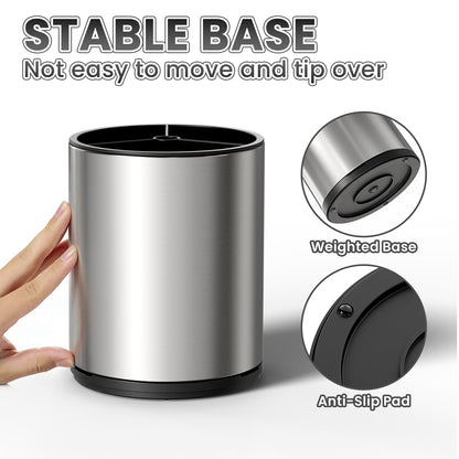 TODAYGO Utensil Holder For Kitchen Counter, Large 360°Rotating Stainless Steel Utensil Crock with 3 Compartment, Drainage Non-Slip