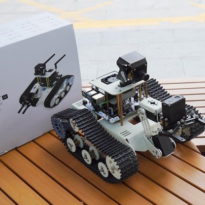 Yahboom DIY Programmable Project ROS Starter Tank Chassis Robot with AI Camera for Jetson Nano B01 Recognition Tracking OpenCV MediaPipe (Transbot-SE Without Nano)
