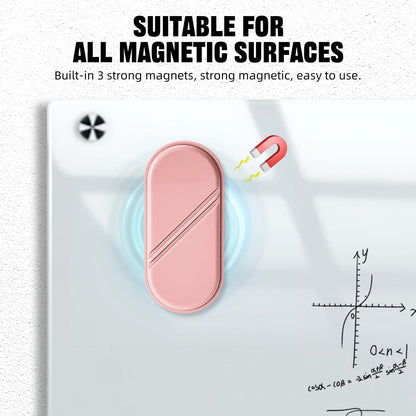 FUNISKETCH Magnetic Detachable Dry Erase Eraser, Glass Board Erasers, 1 Pack, Whiteboard Eraser for Dry Erase Board, Glass Board, Calendar Board, Office and School Supplies (Pink)