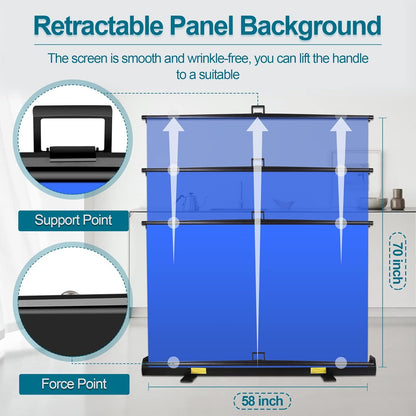 EMART Collapsible Chromakey Backdrop,2-in-1 Green Blue Screen,Double-Sided Retractable Auto-Locking Frame Background Panel for Photo Studio Video Photoshoot