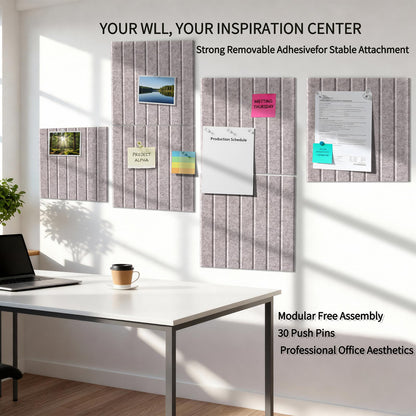 12 Pack Bulletin Boards 48" x 36" Alternative Cork Board for Office,Built-in Storage Device，Large Cork Boards for Walls ， Felt Wall Tiles, Contains Removable Security Stickers and PushPins (V-Gray)