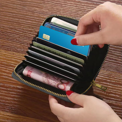 WEUIUJKILO Credit Card Holder Wallets for Women, Patriotic American Flag Bald Eagle Design RFID Blocking Small Leather Card Case Wallet with Zipper Accordion Wallets
