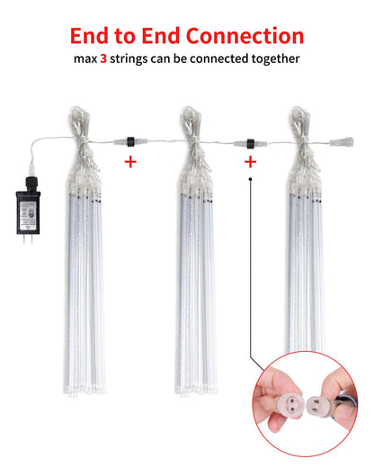 Blingstar Meteor Shower Lights Outdoor 10 Tubes 16 Inch 360 LED Christmas Waterproof Falling Rain Plug-in Dripping Icicle for Tree Porch Roof Yard Xmas Halloween Decoration, Red