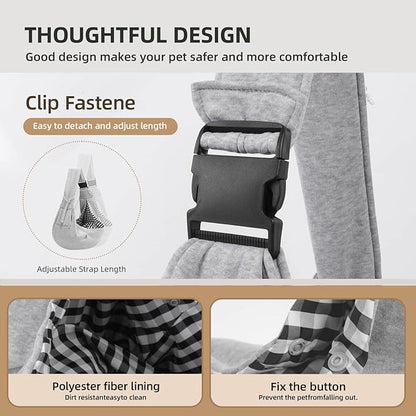 Adjustable Dog Carrier Sling - Hand-Free Dog Carriers for Small Dogs and Cats, Puppy Sling Carrier with Zipper Purse Pocket, Travel Safety Harness, Puppy Essentials (Gray)
