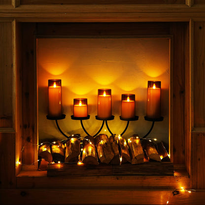 Homemory Gray Flickering Flameless Candles, Battery Operated Acrylic LED Pillar Candles with Remote Control and Timer, Halloween Decor, Set of 9