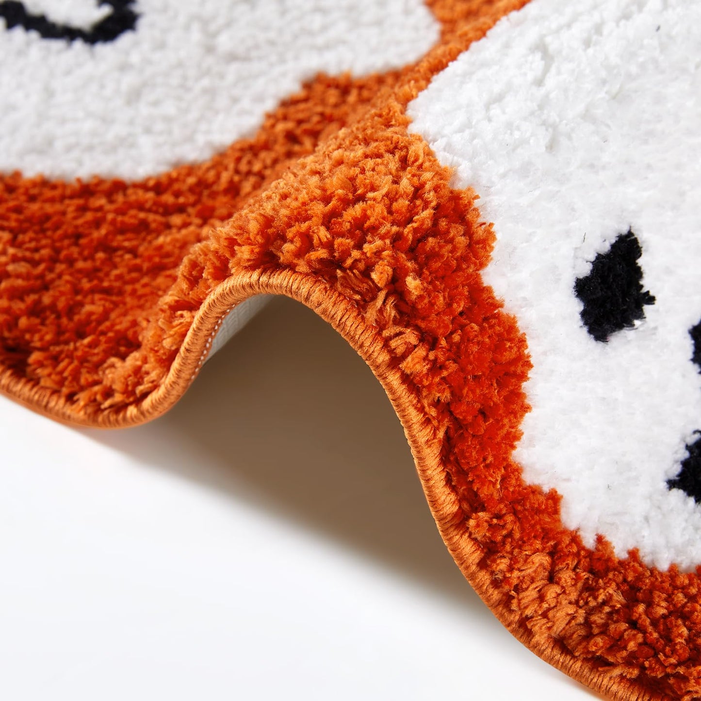Estmy Cute Orange Ghost Bath Mat Non Slip Machine Washable 16’’x24’’ Spooky Funny Halloween Bath Rug Bathroom Decor, Soft Shaggy Microfiber Scary Spirit Fall Bathroom Shower Floor Mat Absorbent