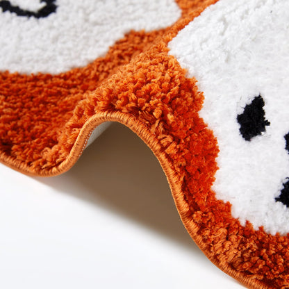 Estmy Cute Orange Ghost Bath Mat Non Slip Machine Washable 16’’x24’’ Spooky Funny Halloween Bath Rug Bathroom Decor, Soft Shaggy Microfiber Scary Spirit Fall Bathroom Shower Floor Mat Absorbent