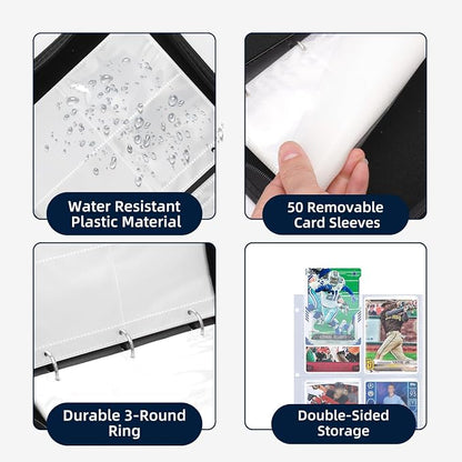 Sports Card Binder 4 Pocket Trading Card Binder 400 Pockets Double Sided Pockets Baseball Card Binder for Football Baseball Basketball Hockey Card and Other TCG Collection Storage Album