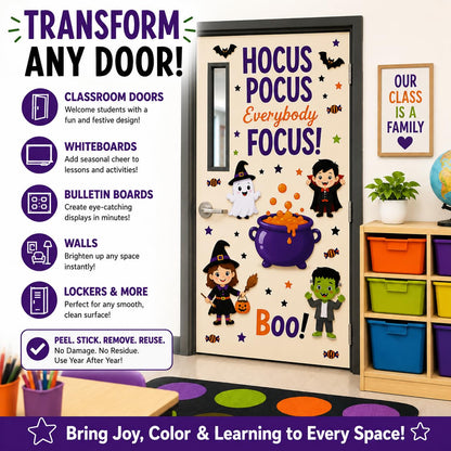 Hello Hallway Classroom Door Decorations for Teachers, Halloween Theme | Reusable Peel & Stick Classroom Door Decor Kit | Preschool, Pre-K & Kindergarten Classroom Decor | Teacher Supplies