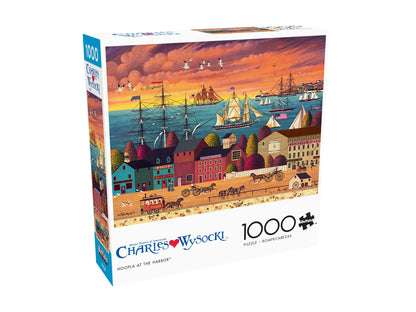 Buffalo Games Charles Wysocki - Hoopla at the Harbor - 1000 Piece Jigsaw Puzzle - Adult, 26.75 x 19.75 in - Includes Poster - Adult Jigsaw Puzzles