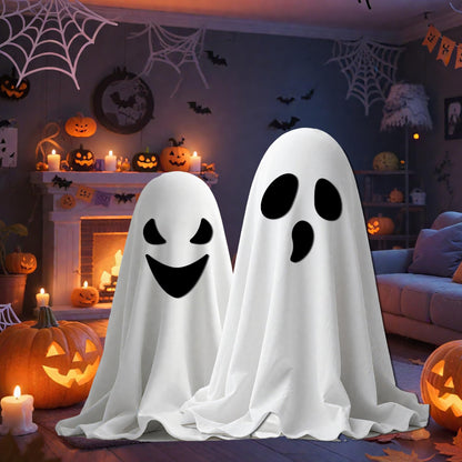 Ahuimeius 6 Pack Halloween Ghost Eyes for Crafts Decor Kit - Large Spooky Ghost Face Decals Stickers Adhesive Felt for Indoor Halloween Decorations, DIY Cute Spooky Face Costume Decor