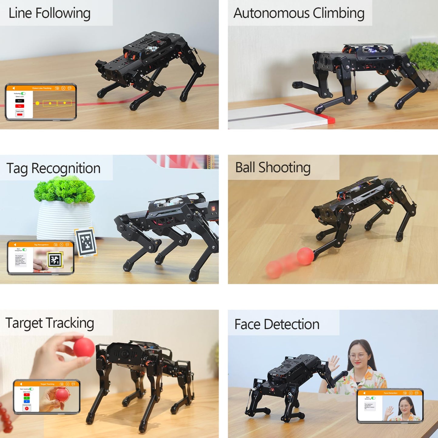 PuppyPi ROS2 Robot Dog with ChatGPT Large AI Models AI Embodied Intelligence Robotic Dog Vision Scene Voice Command Understanding Bionic Quadruped ROS Education Robot, Standard & RaspberryPi5 8GB