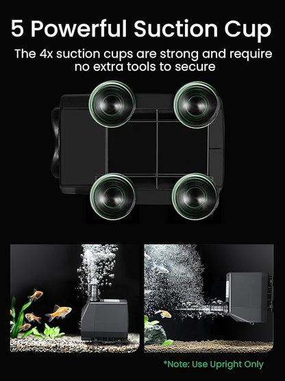 GROWNEER 950GPH Submersible Pump 50W Ultra Quiet Fountain Water Pump 3600L/H, with 9.8ft High Lift, 4 Nozzles for Aquarium, Fish Tank, Pond, Hydroponics, Statuary, Garden, Black (950GPH)