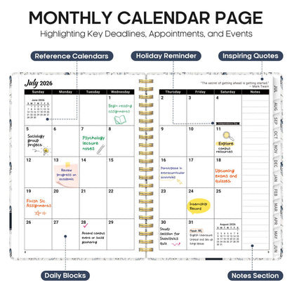 Planner 2026-2027, Academic Year Weekly and Monthly Calender Planner, from Jul 2026 - Jun 2027, Spiral Bound School Planning Book, Perfect for Teacher, Student, Women & Men, A5 (6.3" x 8.5"), Butterfly Grove