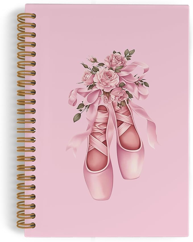 Coquette Pink Bow Ballet Dance Spiral Notebook, Dancer Teacher Gifts Journal Notebook, Pink Ballet Gifts Notebooks for School Work, Ballerina Dancing Office Supplies Gifts for Girls Women,5.5x8.3