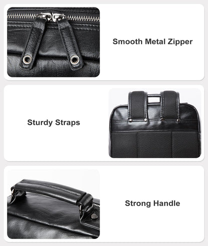 MOYYI Leather Backpack fits 15.6 Inch Laptop Vintage Backpack Waterproof Flap Bookbag for Men Leather Travel Backpack for Men Casual Knapsack Black