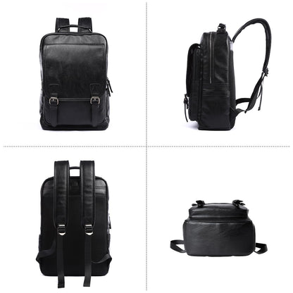 MATE ELAN Leather Travel Laptop Backpack For Men Fit 15.6" Waterproof Vintage Backpack Business Work Knapsack College Commute Hiking Black Backpacks